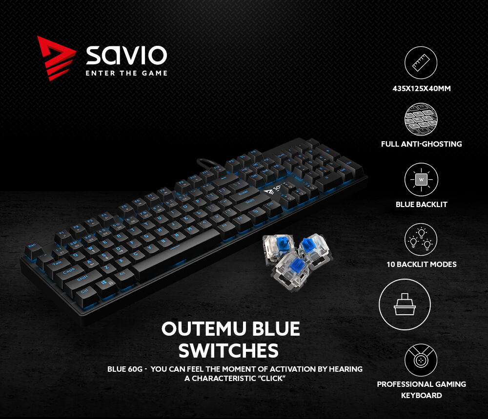Gaming Keyboard SAVIO Tempest RX Outemu BLUE
