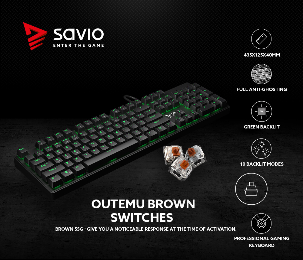 Gaming Keyboard SAVIO Tempest RX Outemu BROWN