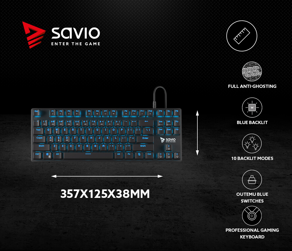 Gaming Keyboard SAVIO Tempest RX Outemu BLUE